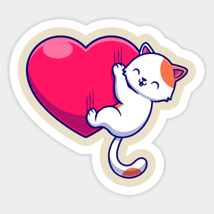 Cute Cat Hug Love Cartoon Sticker